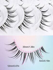 Asiteo 5 Pairs Cartoon Style Transparent Stem Natural False Eyelashes, Eyelash Extensions, Curly And Soft, Suitable For Cosplay, Daily Makeup, Asian Makeup - 黑色 - 查看 2