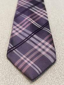 Men's Casual Color Stripe Plaid Slim Fit Tie (5.5 Cm) - 紫羅蘭色 - 查看 2