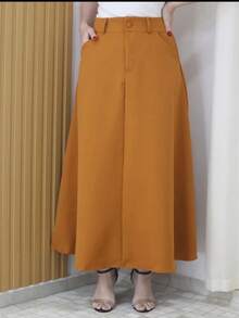Elegant Women's Long Skirt Social Fashion - 棕色 - 查看 2