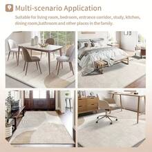 奢华柔软天鹅绒地毯，650克/平方米，格子图案，防滑，轻便，可机洗，长方形，100%涤纶，适用于室内、玄关、门廊 - 蓬松平整的编织天鹅绒地毯，为优雅的家居装饰、浴室、厨房增添光彩。 - 彩色 - 查看 6