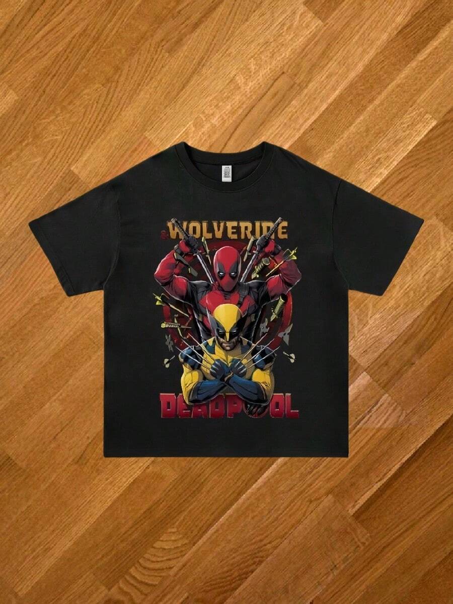 Fans Cool-Deadpool Wolverine 3 Cotton Men Women T-Shirt Anime Movie Short Sleeve Cute Harajuku Tee Stylish Tops Print Fashion Unisex Tops - màu đen - Xem 1
