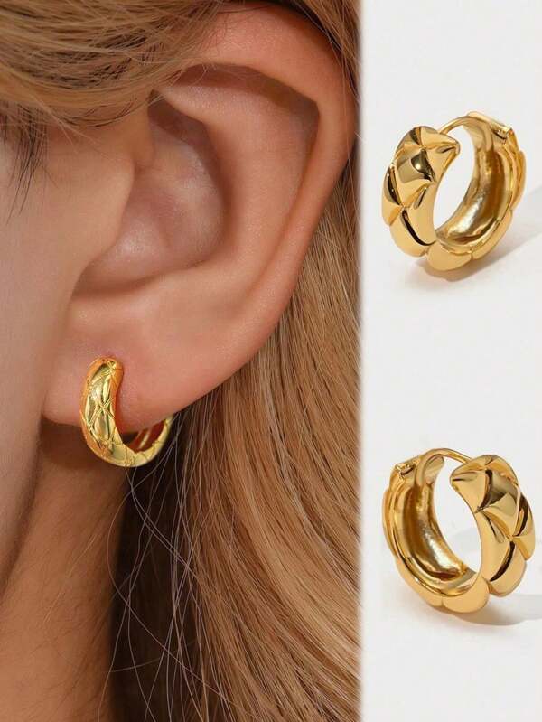 Stylever 1pair Advanced Plain Hoop Earrings Ladies Jewelry For Women 925 Sterling Silver Exquisite Earrings Fine Jewelry Gifts For Girls Daily Life Dating Decor For Birthday Gift