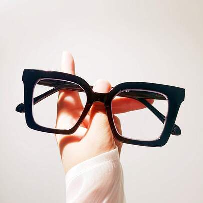 1 par de gafas de lectura de marco grande, lectores versátiles de moda cuadrados y multicolor