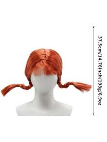 Pippi Longstocking-Inspired Fiery Red Braided Wig: The Quintessential Costume Accessory For A Playful And Eye-Catching Look - Orange - View 7