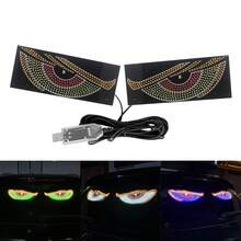 2pcs/Set LED Demon Eye Decorative Light USB Ambient Light 11 Modes Animated Eye Light High Brightness Neon Light Cool Atmosphere Lamp For Cars Trucks Off-Road Vehicles Glass Windows