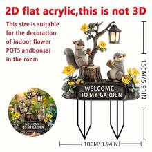 1PC Acrylic Squirrel Garden Stake | "Welcome To My Garden" Decor Sign | No Electricity Needed | All-Weather Outdoor Lawn Ornament | Perfect Gift For Birthdays, Housewarmings & Festivals
