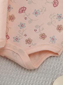 5pcs Baby Girls' Cute Cartoon Short Sleeve Cotton Rompers, Spring/Summer - Baby Pink - View 6