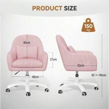 Nalupatio Sedia da ufficio, sedia in velluto con poggiatesta, rotazione a 360°, sedia da ufficio regolabile in altezza, sedia ergonomica, sedia da trucco, sedia girevole, adatta per studio, camera da letto, capacità di carico massima 150 kg