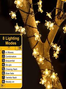 1 Pack Solar Garden String Lights,Outdoor Waterproof Fairy Lights 20/50/100 LED Solar Flower String Lights - 8 Lighting Modes Fancy Lights For Garden, Patio, Fence, Christmas Tree. Atmosphere Lights . For Outdoor Yard ,Patio ,Balcony ,Fence, Staircase, Lawn Decoration Christmas, Halloween, New Year And Holiday Decoration (Multicolor/Purple/Warm White/White)