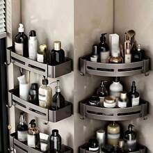 1pc Bathroom Corner Shelf, Aluminum Alloy Wall Mounted Shower Caddy, Rust-Proof Storage Rack Without Drilling