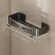 1pc Bathroom Corner Shelf, Aluminum Alloy Wall Mounted Shower Caddy, Rust-Proof Storage Rack Without Drilling