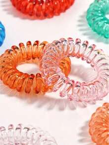 100 piezas Gomas de pelo en espiral de color caramelo, bandas de pelo de alta elasticidad, adecuadas para coleta, moño, accesorios de cabello diarios