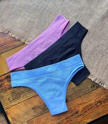 Kit 10 Calcinha Tanga Textura Fashion Moda Feminina Conforto