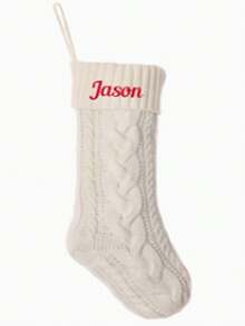 1 szt. Spersonalizowana skarpeta świąteczna z haftowanym imieniem, w stylu vintage, z mieszanki bawełny, w kształcie buta, z pętelką do zawieszania, świąteczna torebka prezentowa do dekoracji kominka