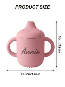 1PC Personalized Customization Name Children Silicone Sippy Cup Portable Water Bottle Kids Feeding Learning Cups Leakproof Toddler Bottles Solid Color Custom Tableware,Halloween Edit,Back To School Fashion,Christmas Gift