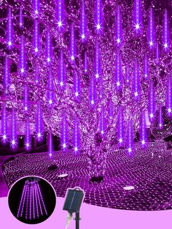 1 件 LED 流星雨灯，带 8 根灯管，防水 IP65 插头式悬挂冰柱灯，万圣节，圣诞树庭院房屋装饰，太阳能供电，镍锌电池，户外照明 | 节日照明 | 太阳能照明万圣节装饰房间装饰万圣节花园装饰礼物仙女节日装饰节日装饰