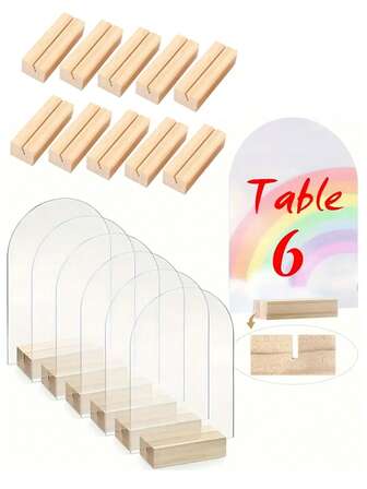 1Set Clear Acrylic Place Cards Wedding Party ​Guest Names Table Seating Cards Blank Rectangle Acrylic Plates For Seating Sign