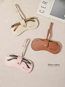 Portable Eyeglass Case With Lanyard Crush-Resistant Portable Eyeglass Pouch With Metal Magnetic Clasp PU Sunglasses Storage Bag Myopia Glasses Storage Case