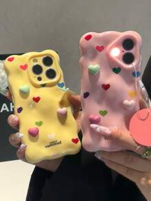 Ốp lưng điện thoại hình trái tim màu hồng dễ thương, họa tiết kẹo ngọt, hình khối 3D, sóng mềm, tương thích với iPhone 17 Pro Max 17 Pro 17 Air 17 16 15 13 Pro Max 11 12 14 Pro Max, ốp lưng điện thoại bóng bẩy hình bánh macaron dễ thương, chống sốc, quà tặng mùa xuân Phục Sinh. - Hồng - Xem 3