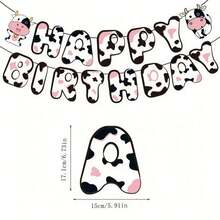 1 Set Pink Cow Birthday Party Hanging Banner, Pink And Brown Cartoon Cow Design, Suitable For Farm Theme Indoor And Outdoor Garden Hanging Decor Party, Durable Paper Hanging Decor For Indoor/Outdoor Garden, Graduation, Christmas, Halloween, Valentine's Day, Wedding, Birthday - Multicolor - View 13