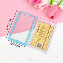 Card Holder With Key Ring Cute Simple Acrylic ID Card Holder Neon Clear For Office ID Badge Reel Driver's License And Pass - trắng - Xem 3