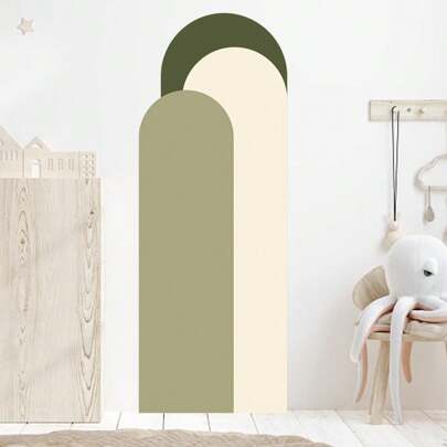 1pc Arch Decor Wall Sticker, Size 20.47*55.1 Inches/20.47X46 Inches, 8 Color Options, Suitable For Living Room Sofa Headboard Decor, Self-Adhesive Bohemian Arch Geometric Wallpaper Sticker