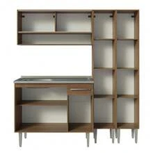 Compact Kitchen Cabinet 169cm With Sink Emilly Madesa 13 Brown - Brown - View 8
