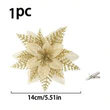 20 piezas/10 piezas/1 pieza Decoraciones de árbol de Navidad, flores artificiales, decoraciones de árbol de Navidad con flores de Pascua artificial lindas y con brillo, flores de Navidad, flores de Pascua, flores de Navidad artificiales con brillo, flores artificiales, coronas DIY, decoración del hogar, decoración de boda y fiesta, decoraciones para fiestas navideñas y de temporada, decoraciones de árbol de Navidad, decoración de arbustos de invierno con brillo (dorado)