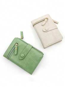 New Korean Style Foldable Multi-Function Clutch Wallet Wine Red Small Coin Purse Anti-Theft RFID Blocking Card Slots Soft PU Leather Wallet Gift For Women Wallet Mini Wallet Purse Wallet Small Wallet Cute Wallet