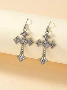 Modische, elegante vintage Strass-Kreuz-Hängeohrringe