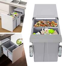 YUNRUX Kitchen Trash Can, 40L Pull-Out Recycling Bin, Non-Slip Kitchen Recycling Trash Can - A - 查看 1