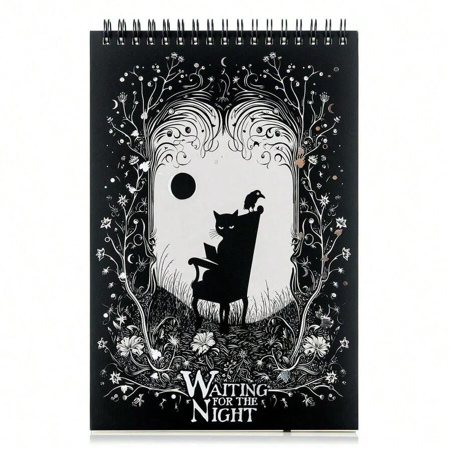 1PC Raven Gothic Notepad - Vintage Top-Spiral Steno Journal With 60lb Lined Paper | Dark Academia Writing Pad For Horror Authors, D&D Campaigns & Gothic Poetry