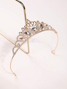 1pc Princess Crown Headpiece, Luxury Rhinestone Alloy Tiara For Party, Festival, Holiday - Gold - View 4
