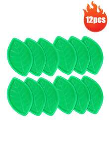 6pcsPalm Leaf Hawaiian Style Food Reusable Snack Trays, Cookies, Chips, Candies Dipped In Jungle Island Themed Party Decorations Platter - Green - View 11