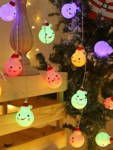 Christmas Snowman Santa LED String Lights, Battery Operated Fairy Lights, Indoor Xmas Decor For Christmas Tree Bedroom Window Holiday Party Decoration, Christmas String Lights, Xmas Tree Decoration Lights - White - View 13