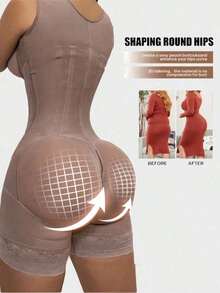 Women Shapewear Bodysuits - Brown - View 2