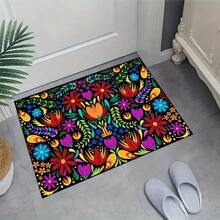 1pc Entrance Mat, Crystal Velvet, Anti-Slip, Garden Pattern Decorative Doormat For Bedroom, Hallway