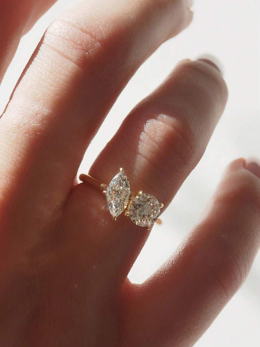 1 pezzo Anello in argento S925 con zirconia geometrica, elegante e di qualità per l'uso quotidiano delle donne