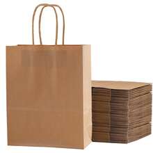 12 túi quà giấy Kraft nâu có quai xách, 5 kích cỡ dùng cho tiệc tùng, cung cấp số lượng lớn, thích hợp cho tiệc sinh nhật, đồ thủ công, đám cưới và sự kiện - màu nâu - Xem 14