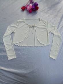 1pc Summer Women Sunscreen Cardigan Ruffle Design Sunscreen Clothing Slim Korean Style Long Sleeve Short Coat For Dress - A - View 22