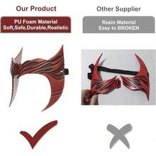 Scarlet Red Witch Crown Mask Headpiece For Halloween Cosplay - A - 查看 3