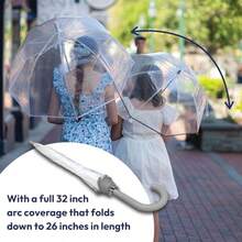 Automatic Open Close Umbrellas For OneHand Use The Weather Station 's Dome Bubble Rain Umbrella Clear Fiberglass Frame Windproof Lightweight Stick Full 36 Inch Arc Compact Travel Umbrellas For Backpacks