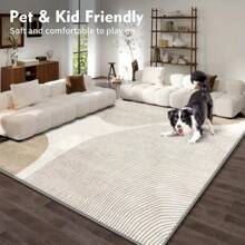 奢华柔软天鹅绒地毯，650克/平方米，格子图案，防滑，轻便，可机洗，长方形，100%涤纶，适用于室内、玄关、门廊 - 蓬松平整的编织天鹅绒地毯，为优雅的家居装饰、浴室、厨房增添光彩。 - 彩色 - 查看 8