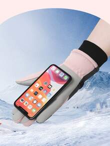 1 para wiatroodpornych, ciepłych rękawic narciarskich, kompatybilnych z ekranami dotykowymi, unisexowy design, odpowiednie do jazdy na nartach, snowboardzie, sportów zimowych na świeżym powietrzu, rękawice zimowe, rękawice śnieżne, prezent świąteczny - Wielokolorowe - Zobacz 3