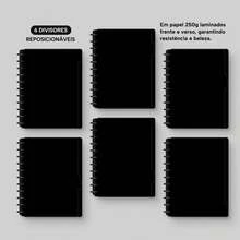 Caderno de Disco ISCOOL Capa Dura Monograma Minimal Perfil Letra W - Preto e Prata - Visão 6