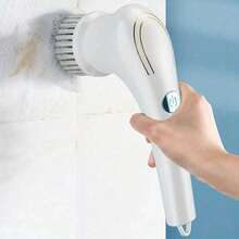 1pc Effortless Cleaning Tool! Electric Design With Brush Head Button, Easy To Handle Stubborn Stains With Home Cleaning Brush, Super Convenient For Bathroom And Kitchen Cleaning - 藍白色 - 查看 5