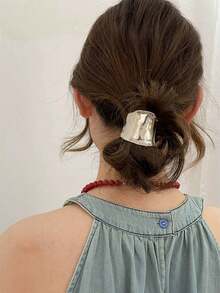 1个甜美金属蝴蝶结发圈，简约马尾辫发圈，日常佩戴情人节发圈，马尾辫发绳，发圈，橡皮筋，发圈，发绳，发圈，运动健身服饰发饰，头饰，弹力发带 - 彩色 - 查看 7