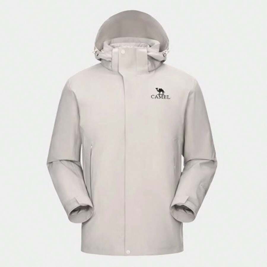 CAMEL CROWN Men's Outdoor Cold-Resistant Jacket Three-In-One Detachable Waterproof Plus Velvet Down Jacket - Ice Grey - View 1