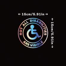 1pc Not All Disabilities Are Visible Car Stickers Car Doors And Windows Decoration Car Accessories Vinyl Decal - Multicolor - View 2