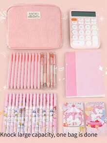 1 件大容量学生铅笔盒，多功能分类文具收纳袋，学校用品 - 多色 - 查看 3